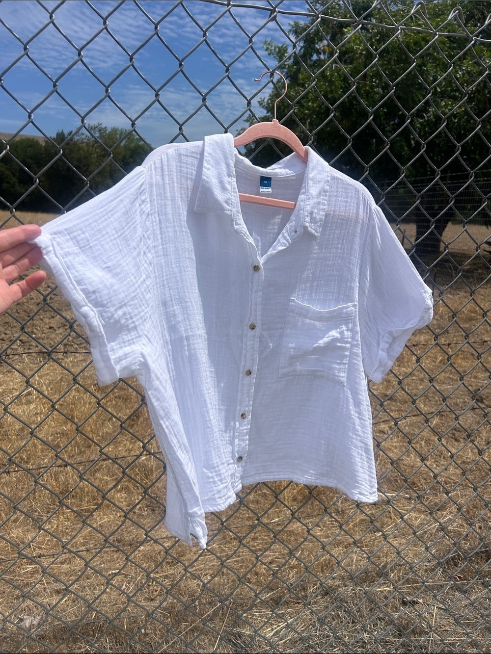 Old Navy Relaxed 100% Cotton White Button-Down Shirt